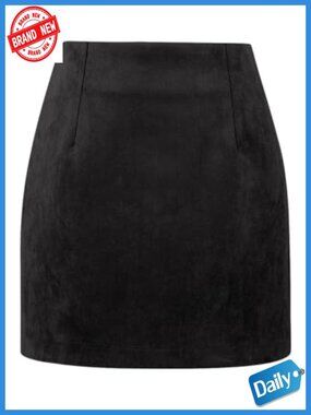 High Waist Plaid Pencil Skirt Side Zipper Mini Wool Skirt
